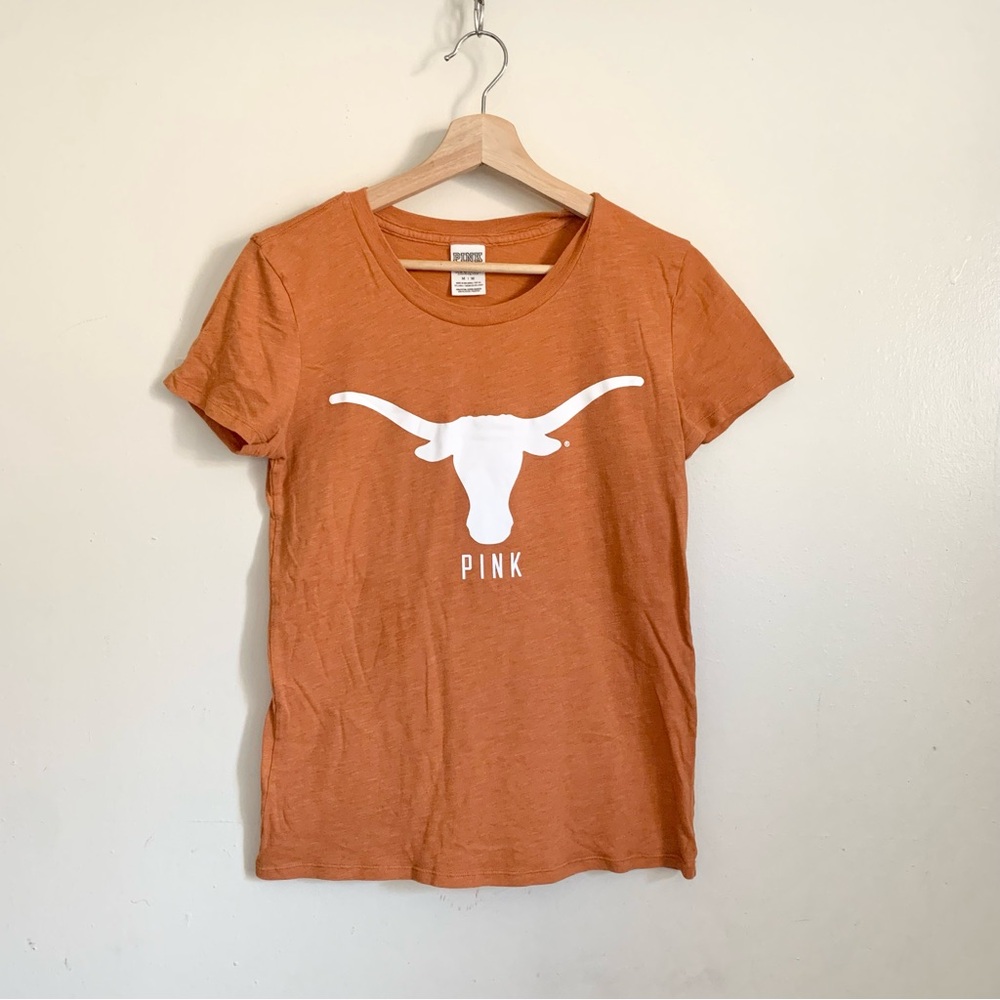 PINK VS Orange Bull Print Crewneck Short Sleeve Tee Shirt Medium